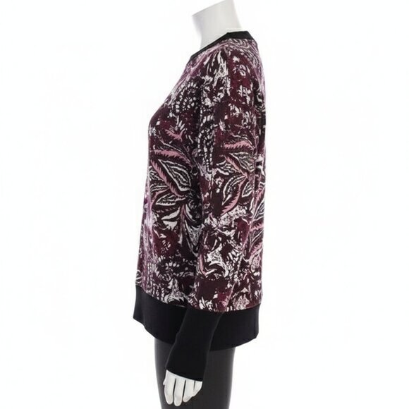 NWT Joie Womens M Burgundy Caleigh Floral Paisley Sweatshirt Crop Cotton - Picture 4 of 13